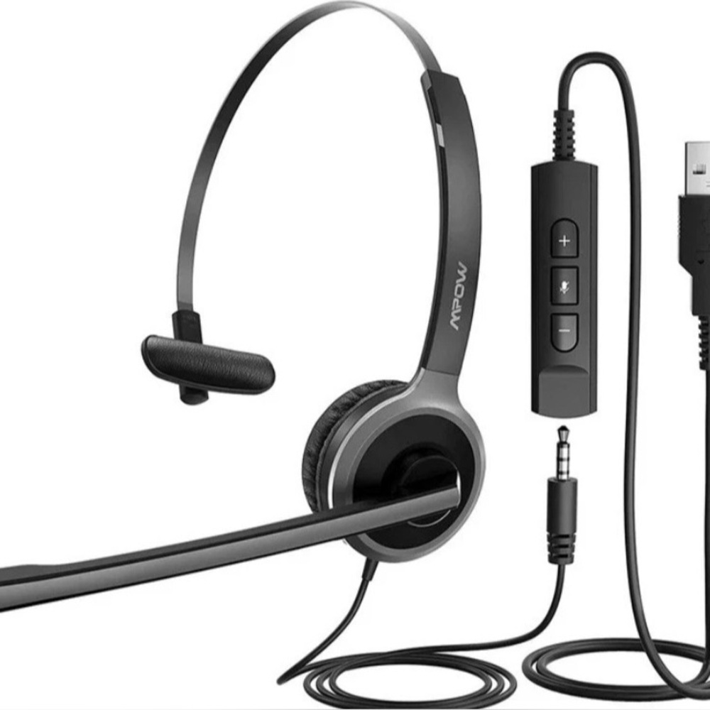 NEW MPOW Audio Wired USB Headset Model BH323A 3.5MM Jack w/Built in Microphone